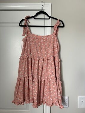Tiered Tie-Shoulder Mini Dress in Coral Floral